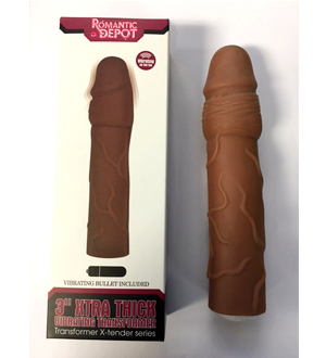 VIP 3 inch Vibrating Penis Extension (Chocolate)